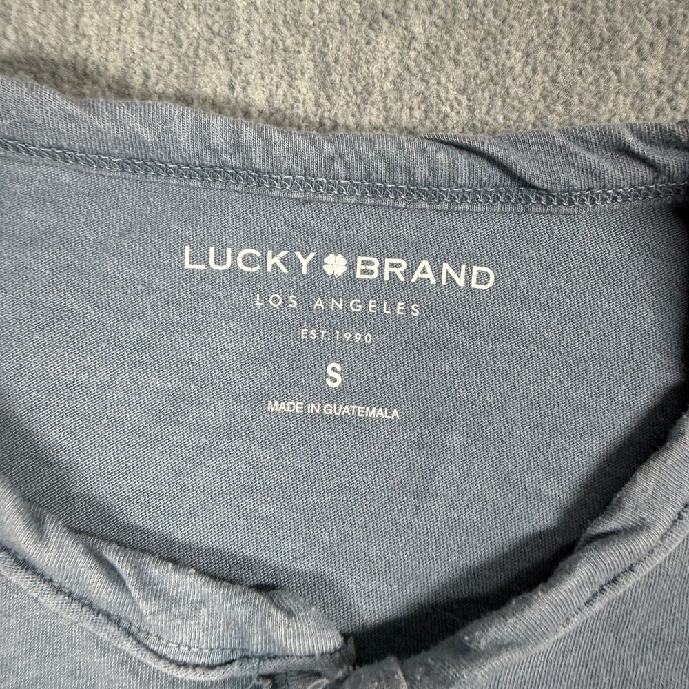 Lucky Brand Shirt Mens Small Blue Henley Long Sleeve Notch Neck Solid Soft - Picture 2 of 6
